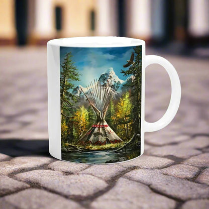 serenity mug on a brick road