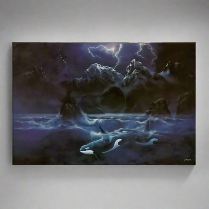 "Midnight Orcas" - Canvas Print