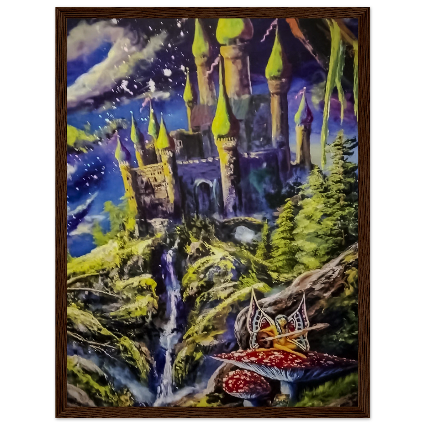  Under The Influence by Ken Skoda - Archival Museum Quality Print with wood frame featuring a magical castle and whimsical details